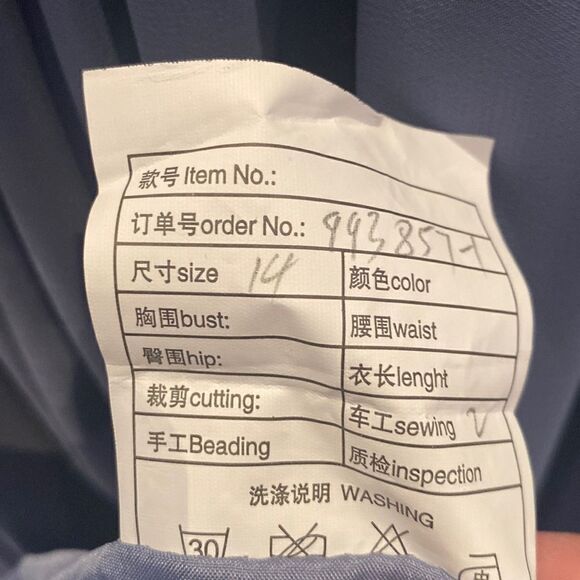 Women’s V-Neck Chiffon Full Length Bridesmaid Dress Corset Back Leg Slit Size 14 - Picture 12 of 13